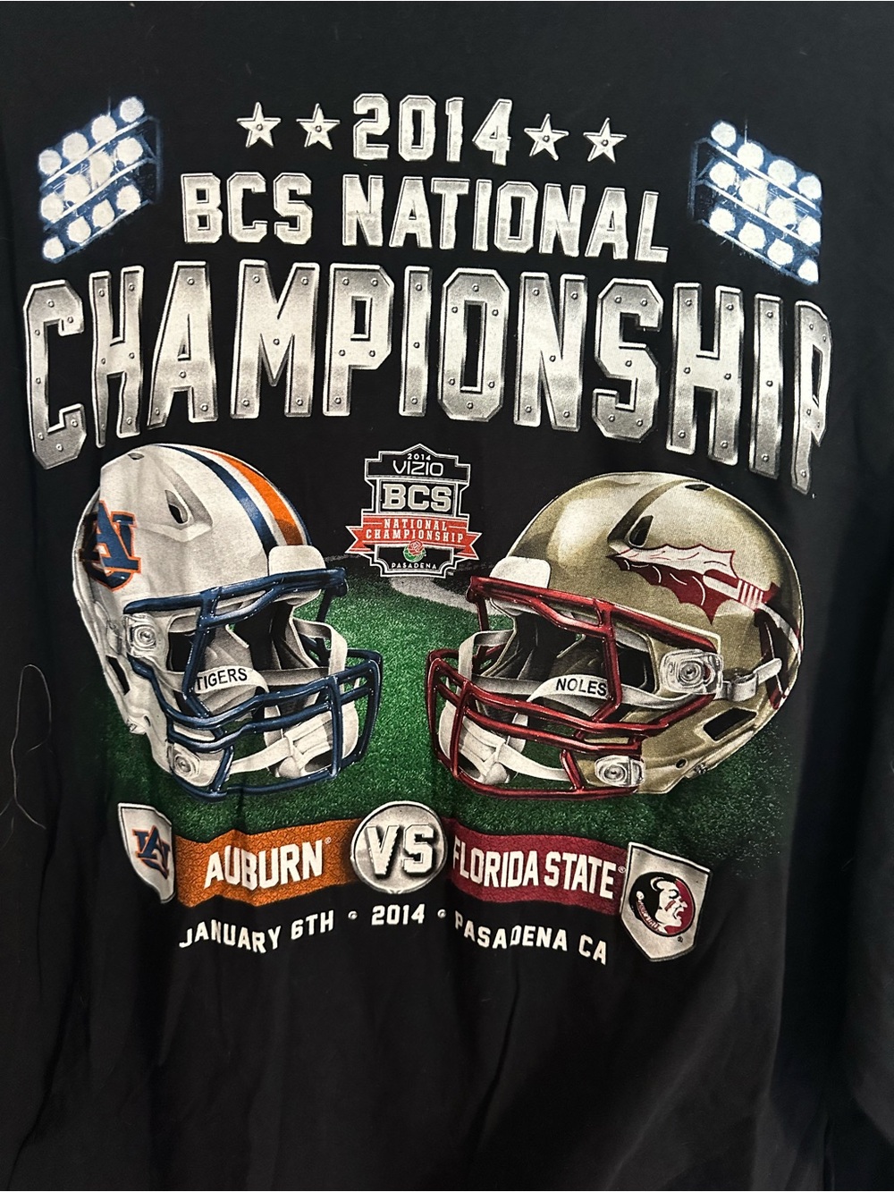2014 BCS National Championship Auburn vs Florida State Graphic Tee - Black